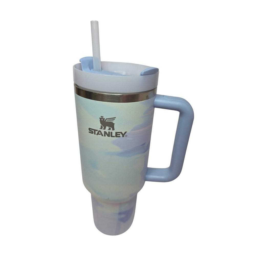 Stanley Quencher H2.0 FlowState 40oz Tumbler Pastel Watercolor TieDye Blue Rare